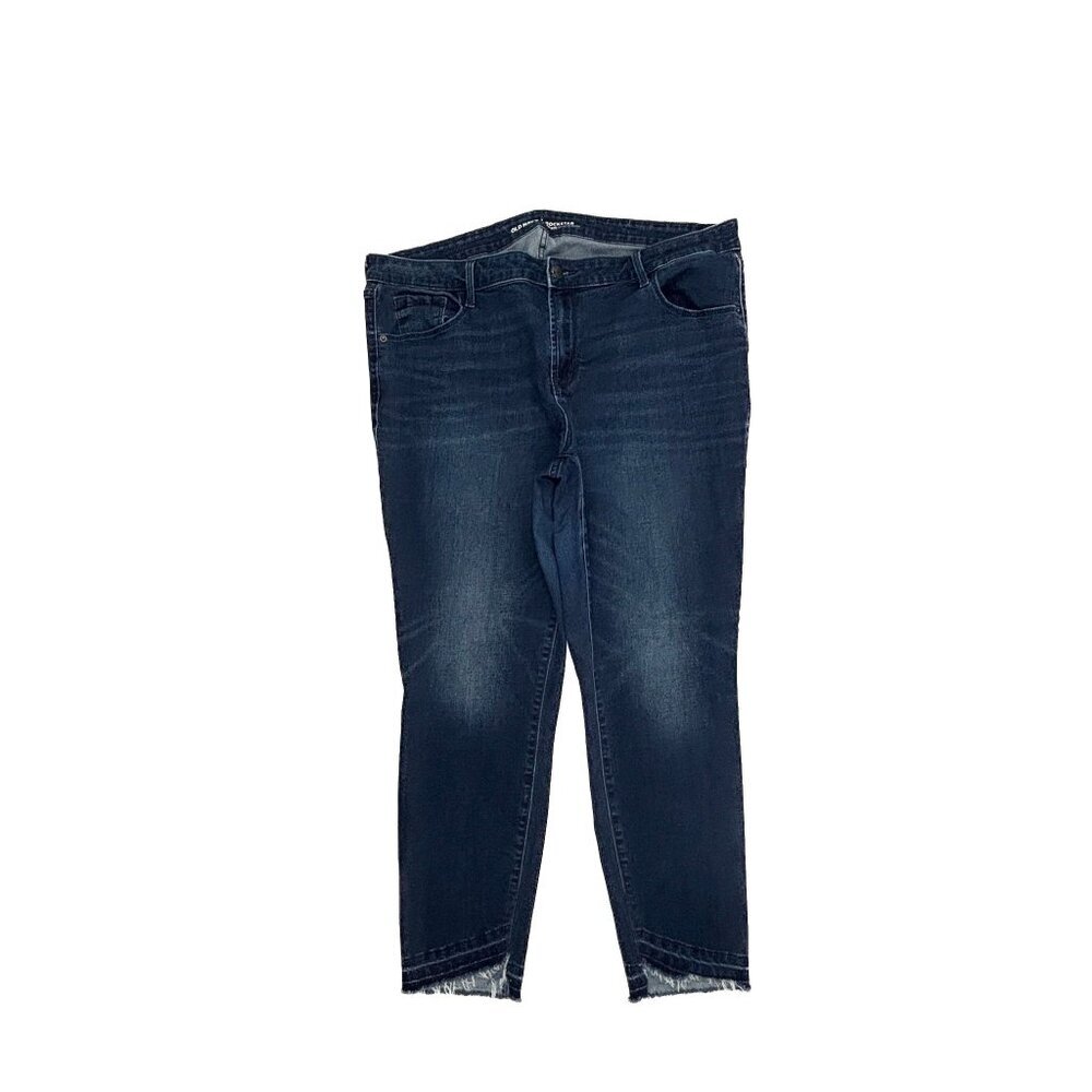 Old Navy Rockstar Jeans Women 18 Dark Blue Skinny Mid Rise Raw Hem